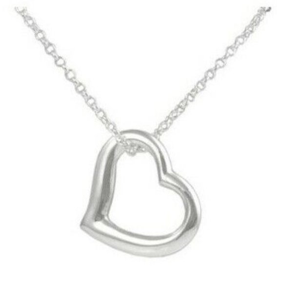 Womens 925 Sterling Silver Plated Floating Heart Charm Pendant Necklace New